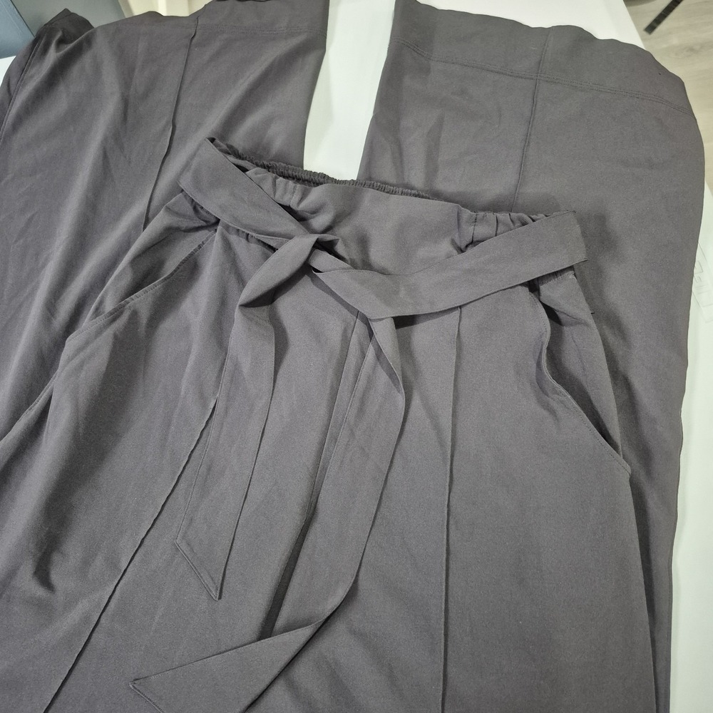 Lululemon Pants Womens 4 Black Noir High Rise Wide Leg Tie Waist Travel Office